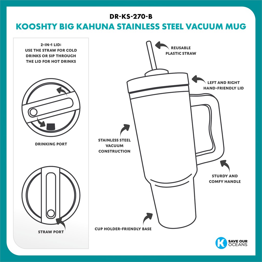 Kooshty Big Kahuna Stainless Steel Vacuum Mug – 1.2 Litre - Image 6