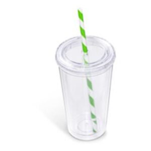 Alternative view of Malibu Double-Wall Plastic Tumbler & Straw - 470ml - Lime