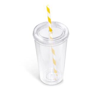 Alternative view of Malibu Double-Wall Plastic Tumbler & Straw - 470ml - Yellow