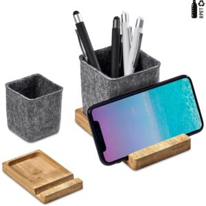 Alternative view of Okiyo Kyadi Recycled PET & Bamboo Desk Caddy Phone Stand