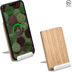 Alternative view of Okiyo Hakka Bamboo & Recycled Aluminium Wireless Charging Phone Stand
