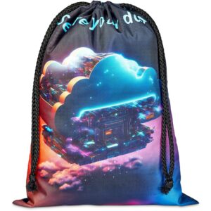 Alternative view of Pre-Printed Sample Hoppla Pacific Maxi Polyester Drawstring Pouch