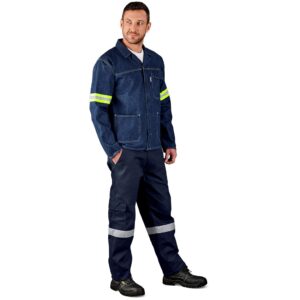 Alternative view of Cast Premium 100% Cotton Denim Jacket - Reflective Arms & Back - Yellow Tape