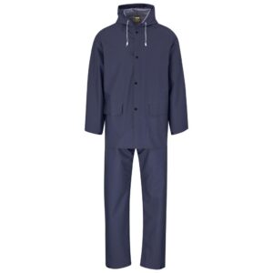Light Hurricane Rubberised Polyester/PVC Rainsuit - Navy