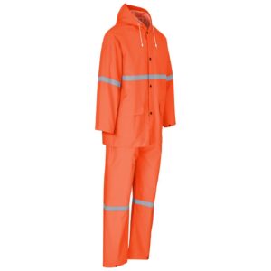 Alternative view of Light Duty Tornado  Hi-Viz Reflective  Rubberised Rainsuit - Orange