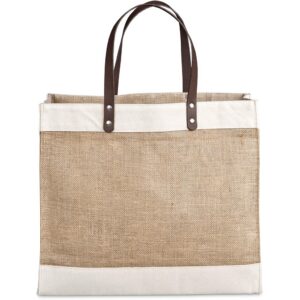 Alternative view of Okiyo Reza Jute & Cotton Tote with Leather Handles