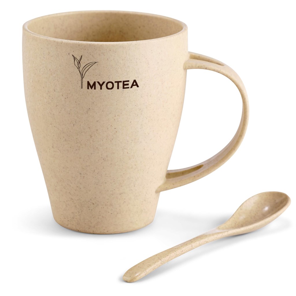 Okiyo Kawai Wheat Straw Mug & Spoon - 350ml - Image 10