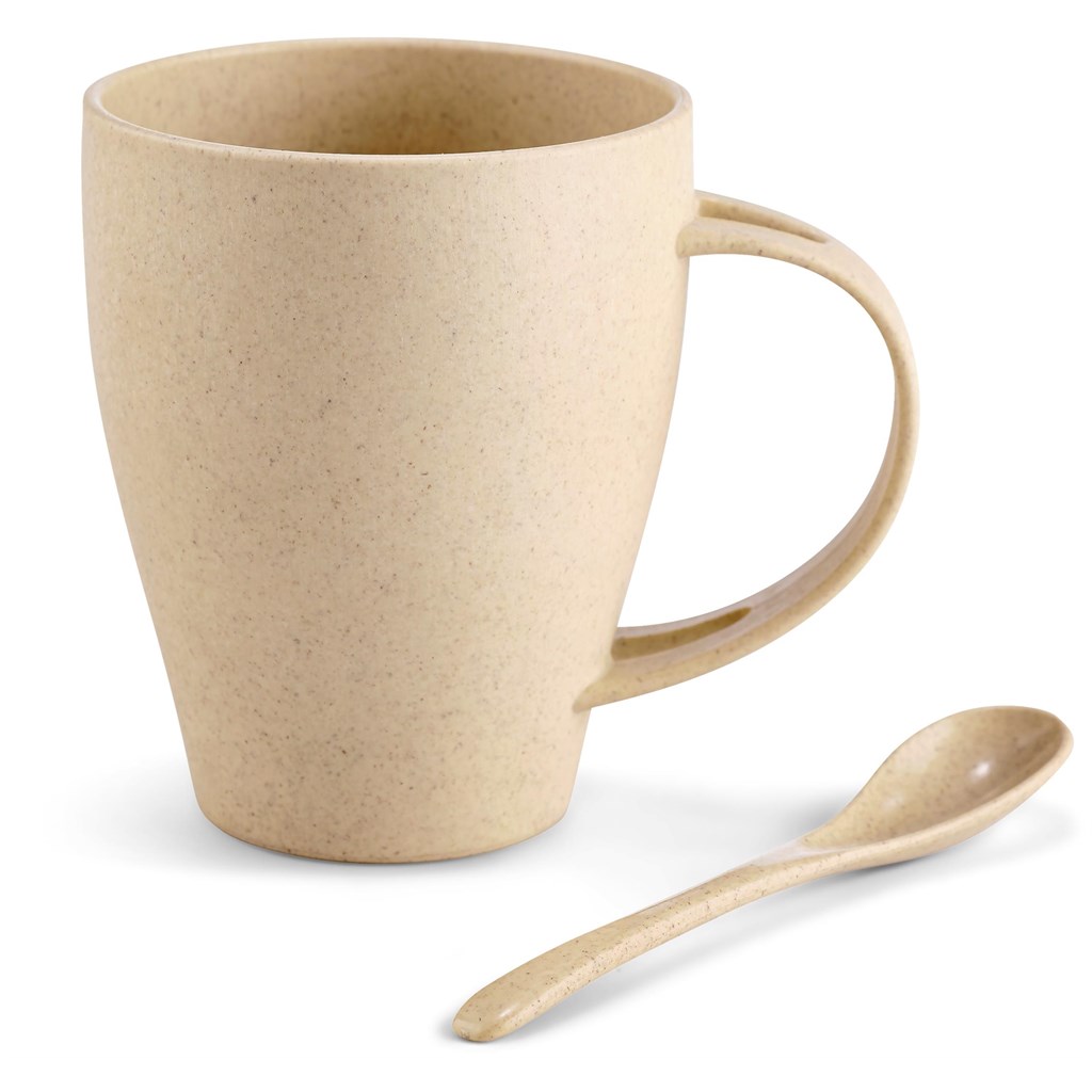 Okiyo Kawai Wheat Straw Mug & Spoon - 350ml - Image 9