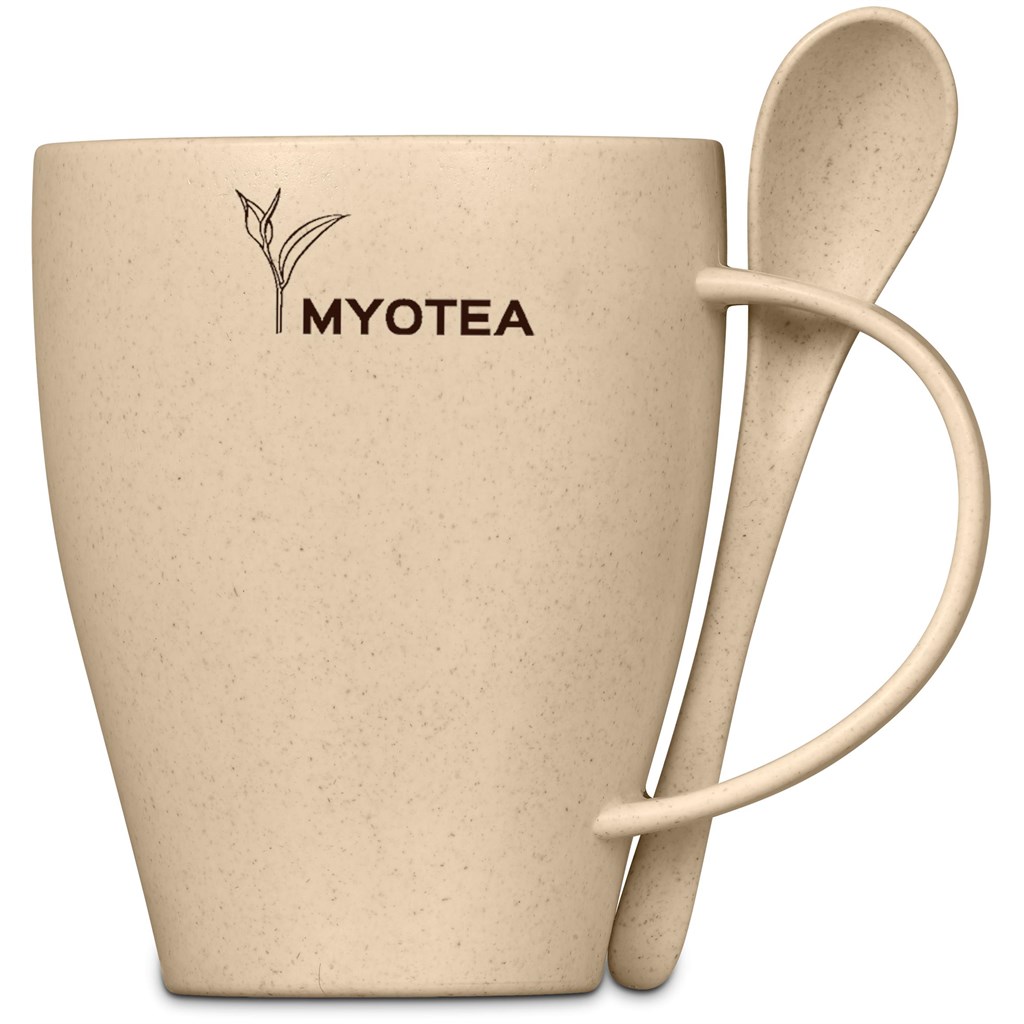 Okiyo Kawai Wheat Straw Mug & Spoon - 350ml - Image 3