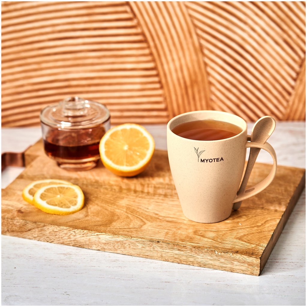 Okiyo Kawai Wheat Straw Mug & Spoon - 350ml - Image 8