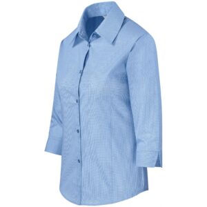 Alternative view of Ladies 3/4 Sleeve Micro Check Shirt - Light Blue