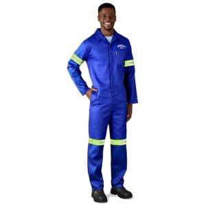 Alternative view of Safety Polycotton Boiler Suit - Reflective Arms Legs & Back - Yellow Tape