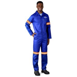 Alternative view of Safety Polycotton Boiler Suit - Reflective Arms Legs & Back - Orange Tape
