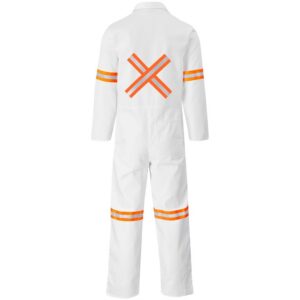 Safety Polycotton Boiler Suit - Reflective Arms Legs & Back - Orange Tape