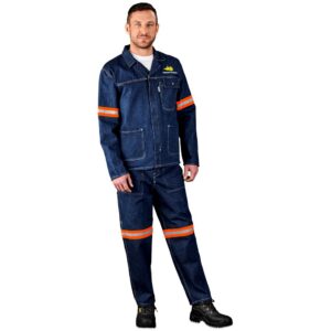 Alternative view of Cast Premium 100% Cotton Denim Jacket - Reflective Arms & Back - Orange Tape