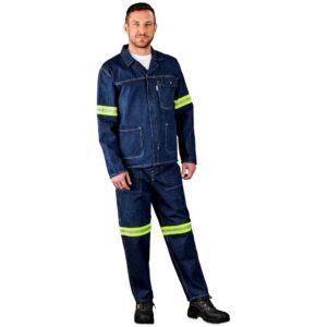 Alternative view of Cast Premium 100% Cotton Denim Pants - Reflective Legs - Yellow Tape